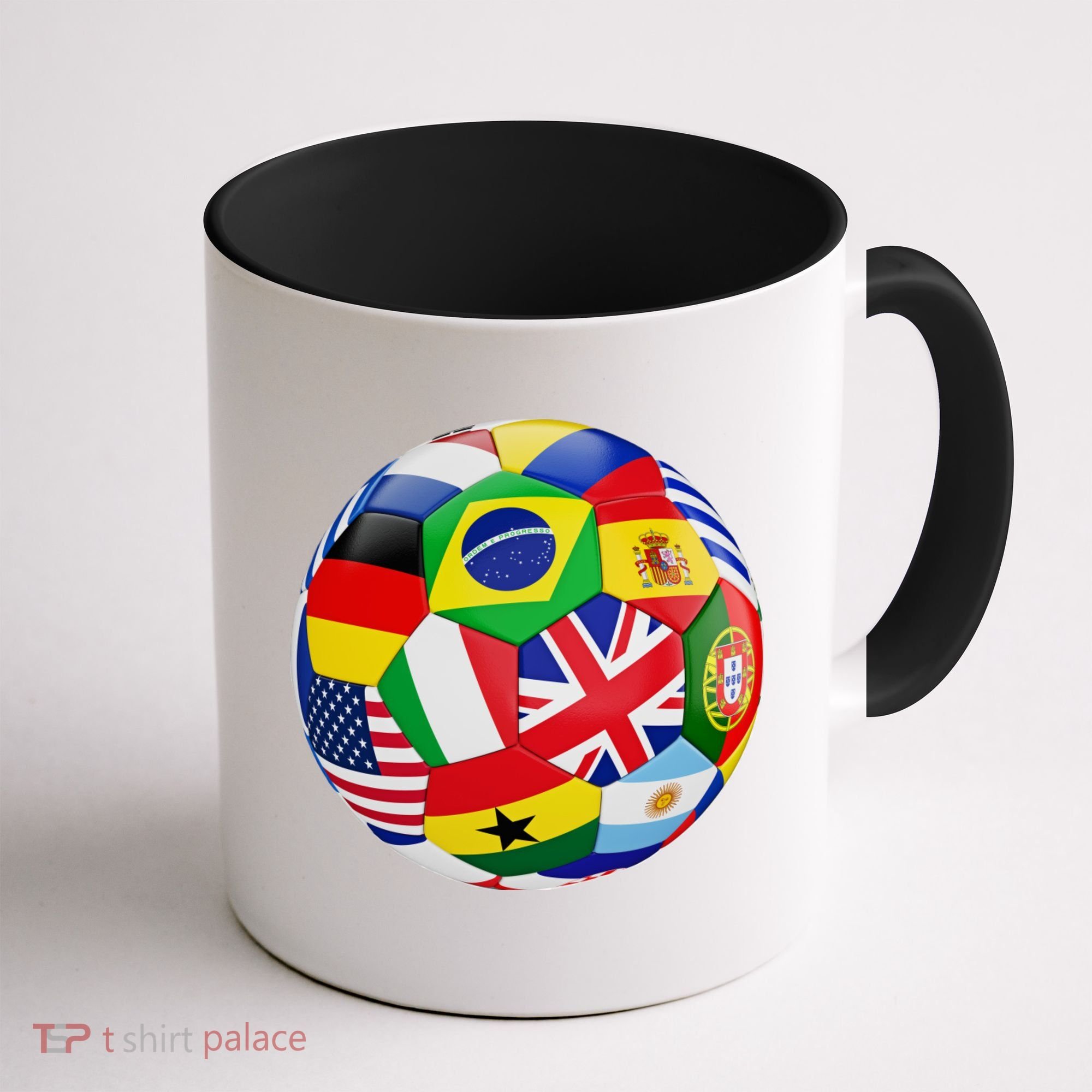 Cool Soccer Ball With World Flags Coffee Mug