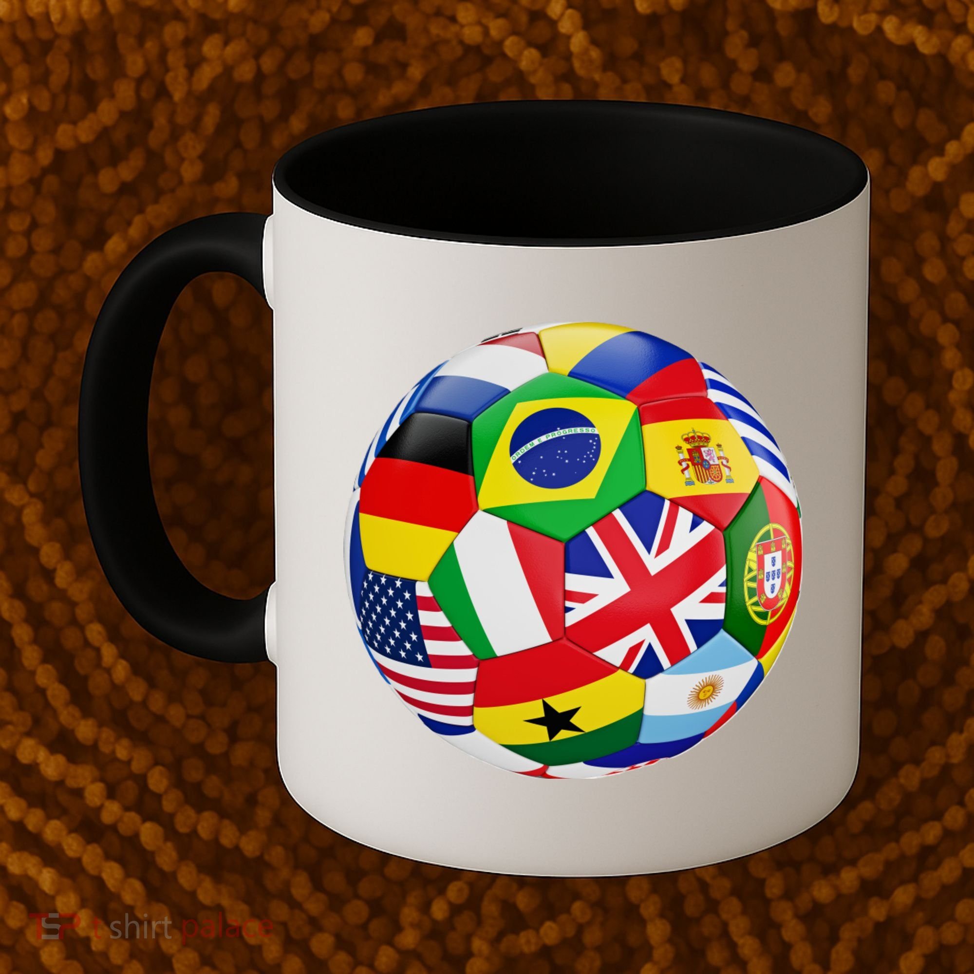 Cool Soccer Ball With World Flags Coffee Mug