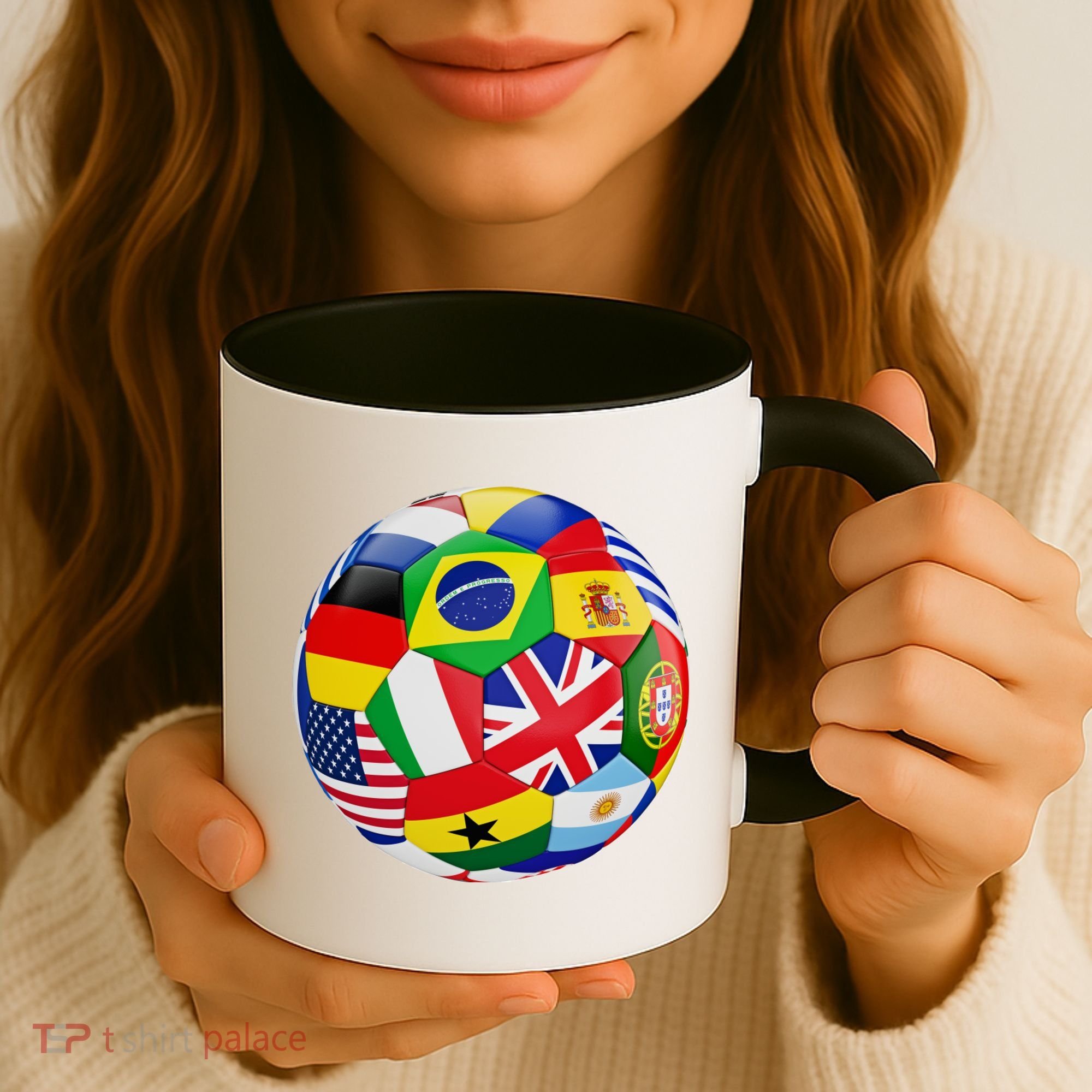 Cool Soccer Ball With World Flags Coffee Mug