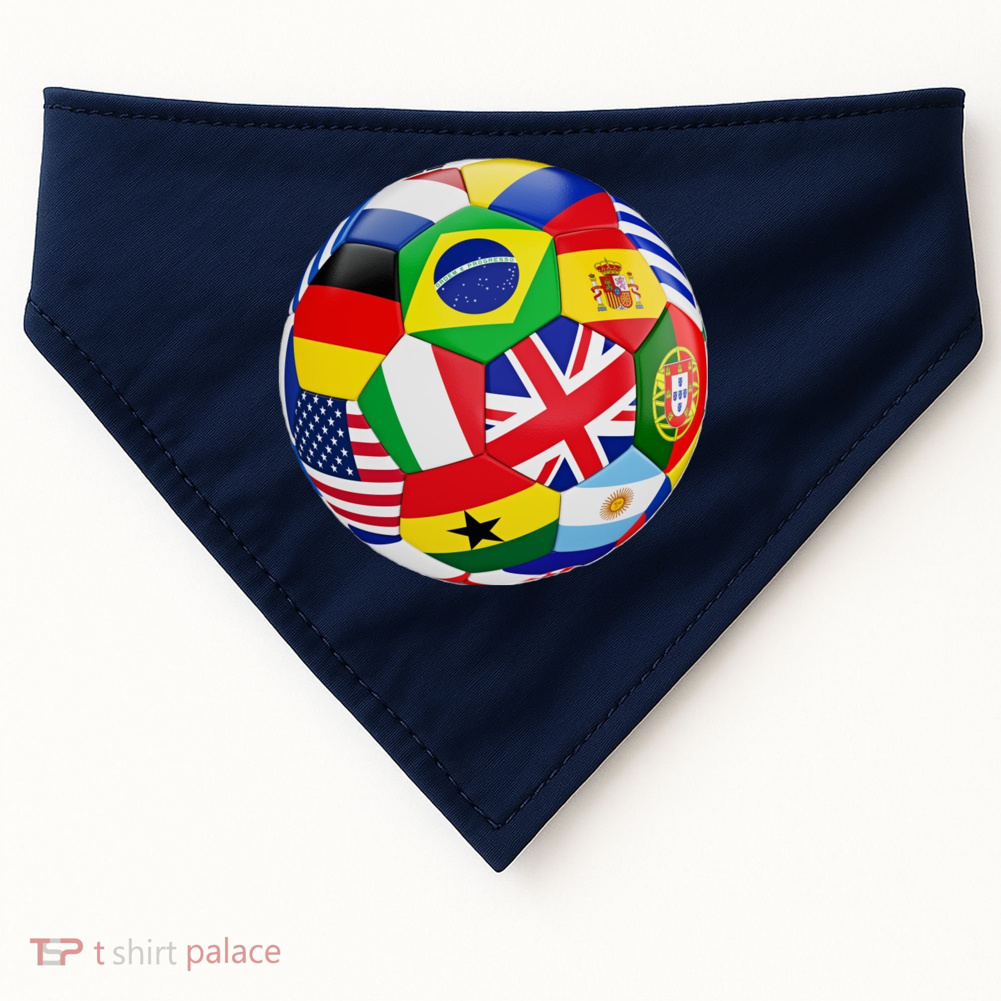 Cool Soccer Ball With World Flags USA-Made Doggie Bandana