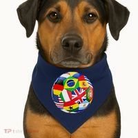 Cool Soccer Ball With World Flags USA-Made Doggie Bandana thumb 1