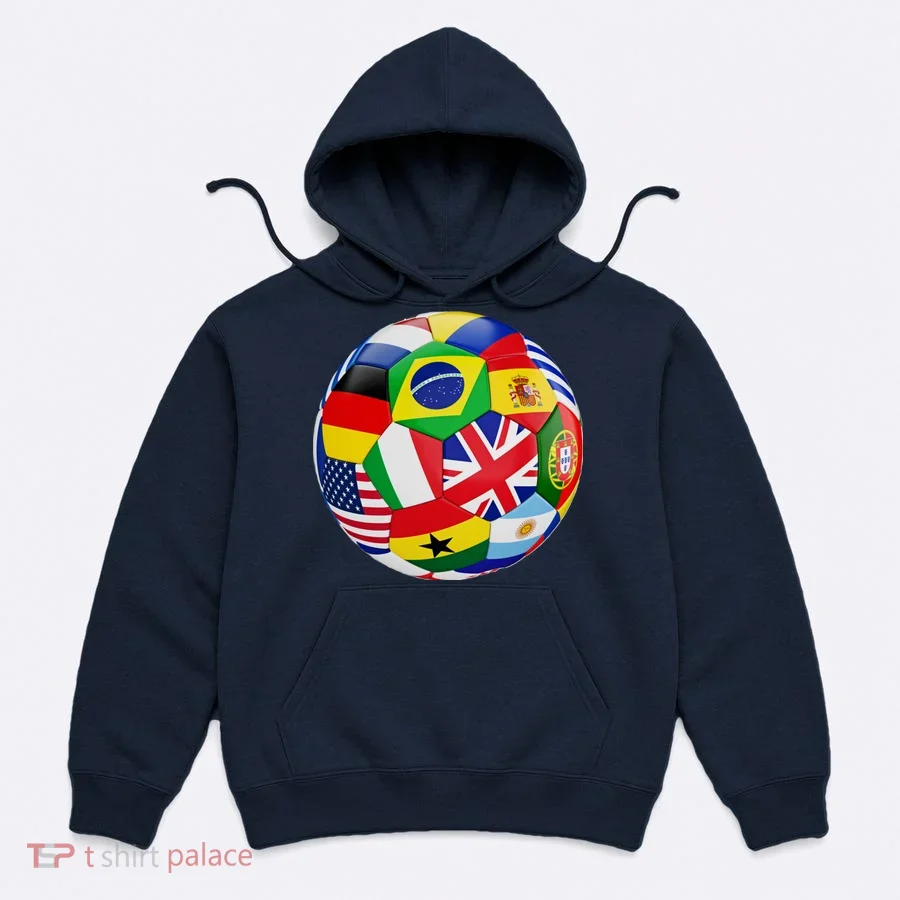 Cool Soccer Ball With World Flags Hoodie