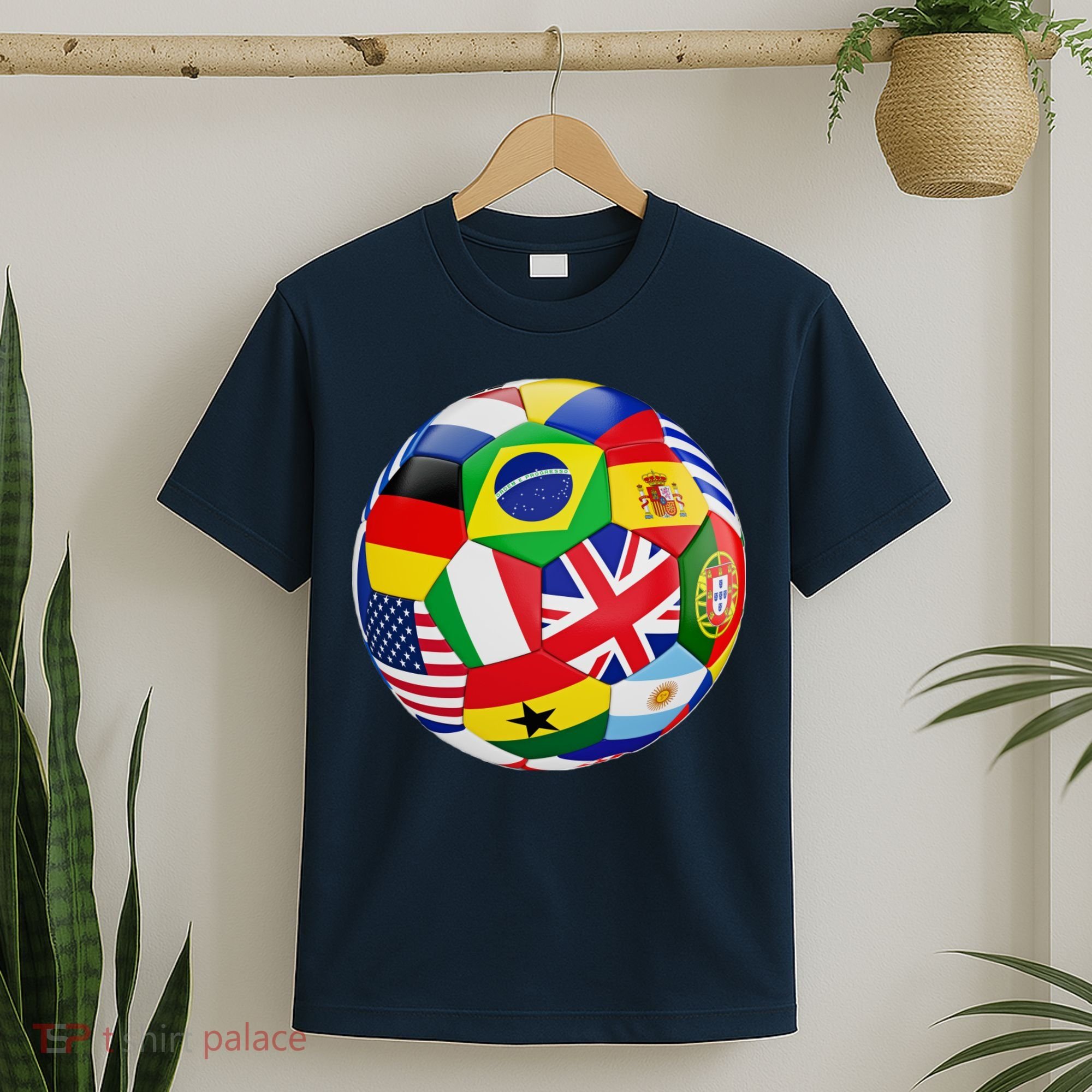 Cool Soccer Ball With World Flags T-Shirt