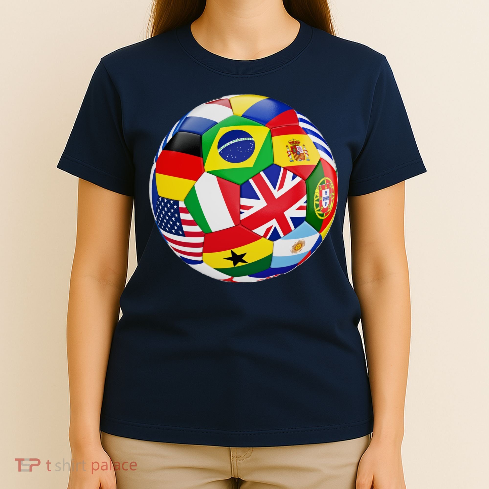 Cool Soccer Ball With World Flags T-Shirt