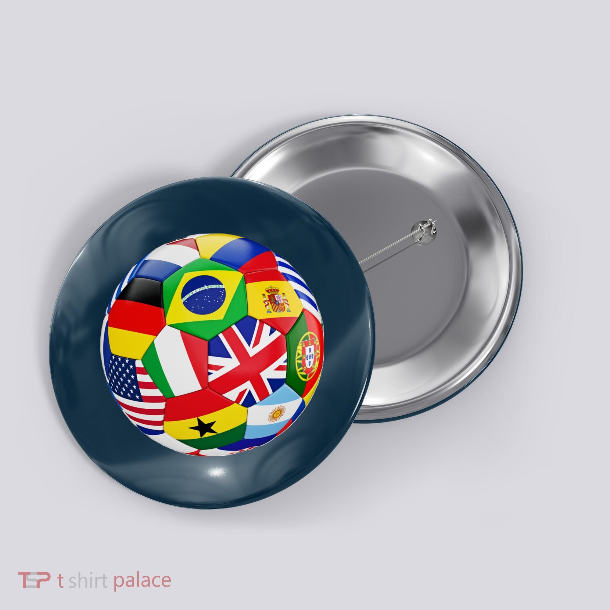Cool Soccer Ball With World Flags Button