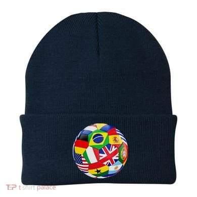 Cool Soccer Ball With World Flags Beanie