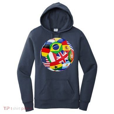 Cool Soccer Ball With World Flags Women's Hoodie