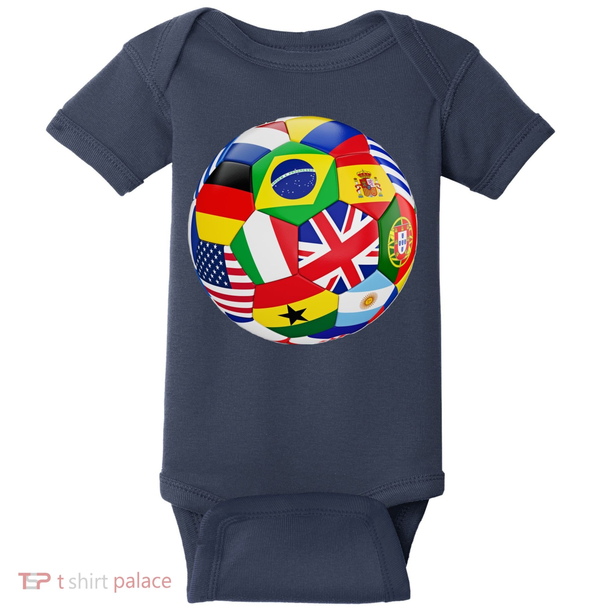 Cool Soccer Ball With World Flags Baby Bodysuit