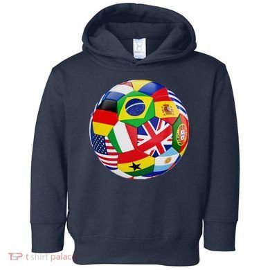 Cool Soccer Ball With World Flags Toddler Hoodie