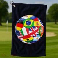 Cool Soccer Ball With World Flags Golf Towel thumb 1