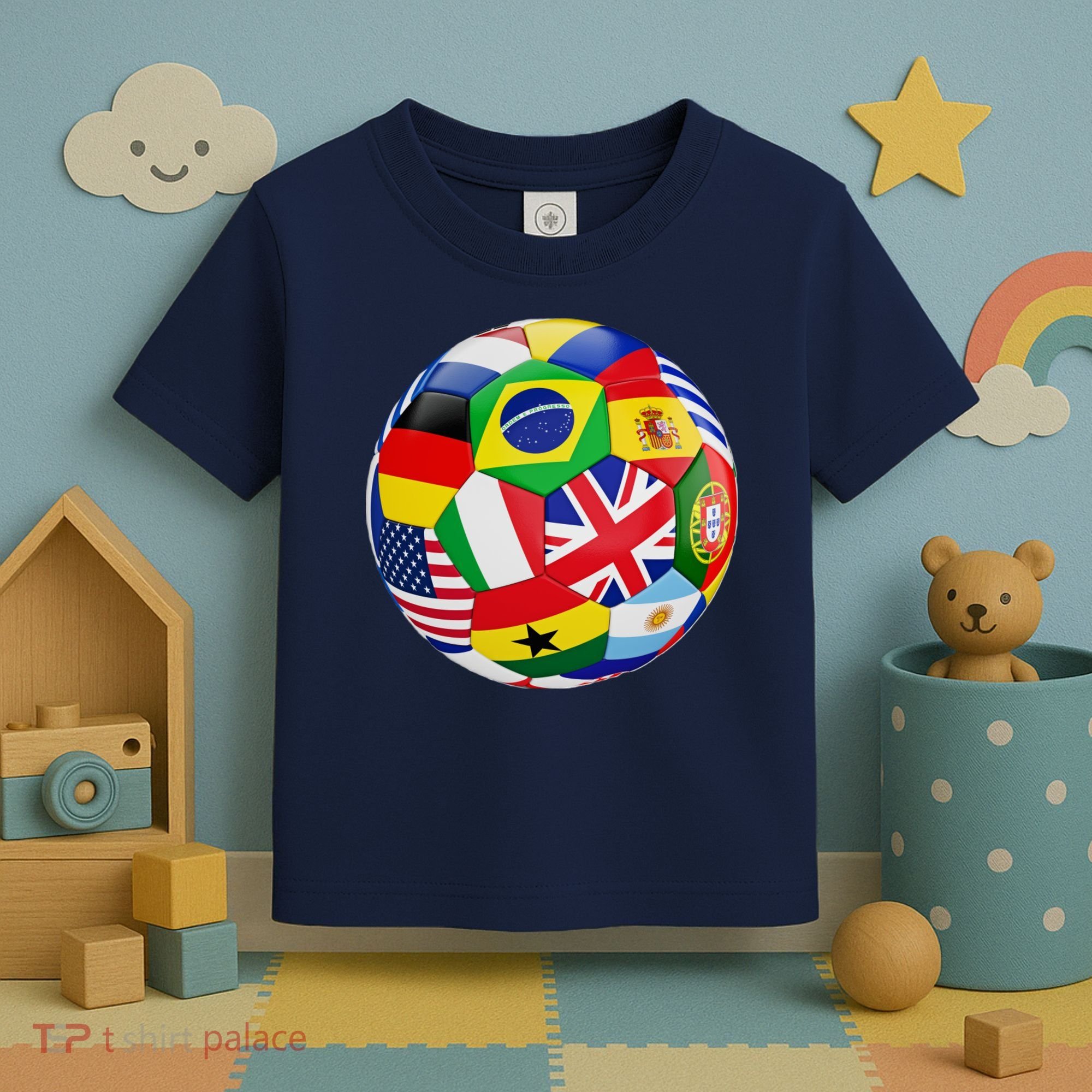 Cool Soccer Ball With World Flags Toddler T-Shirt