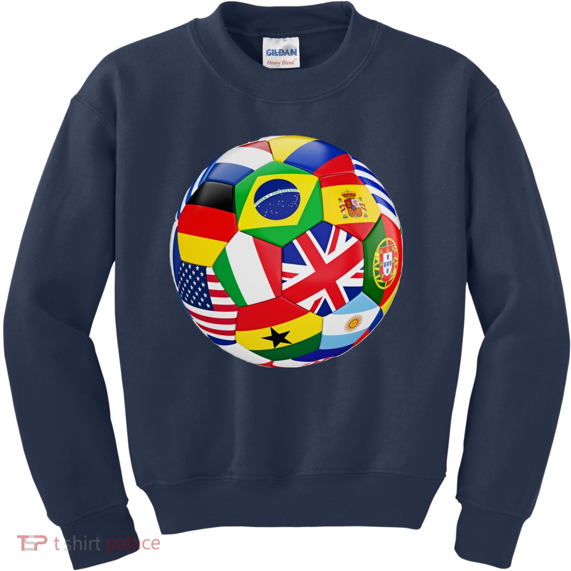 Cool Soccer Ball With World Flags Kids Sweatshirt