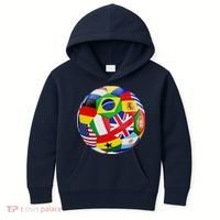 Cool Soccer Ball With World Flags Kids Hoodie thumb 0