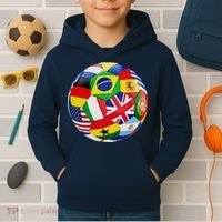 Cool Soccer Ball With World Flags Kids Hoodie thumb 2