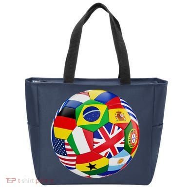 Cool Soccer Ball With World Flags Tote Bag