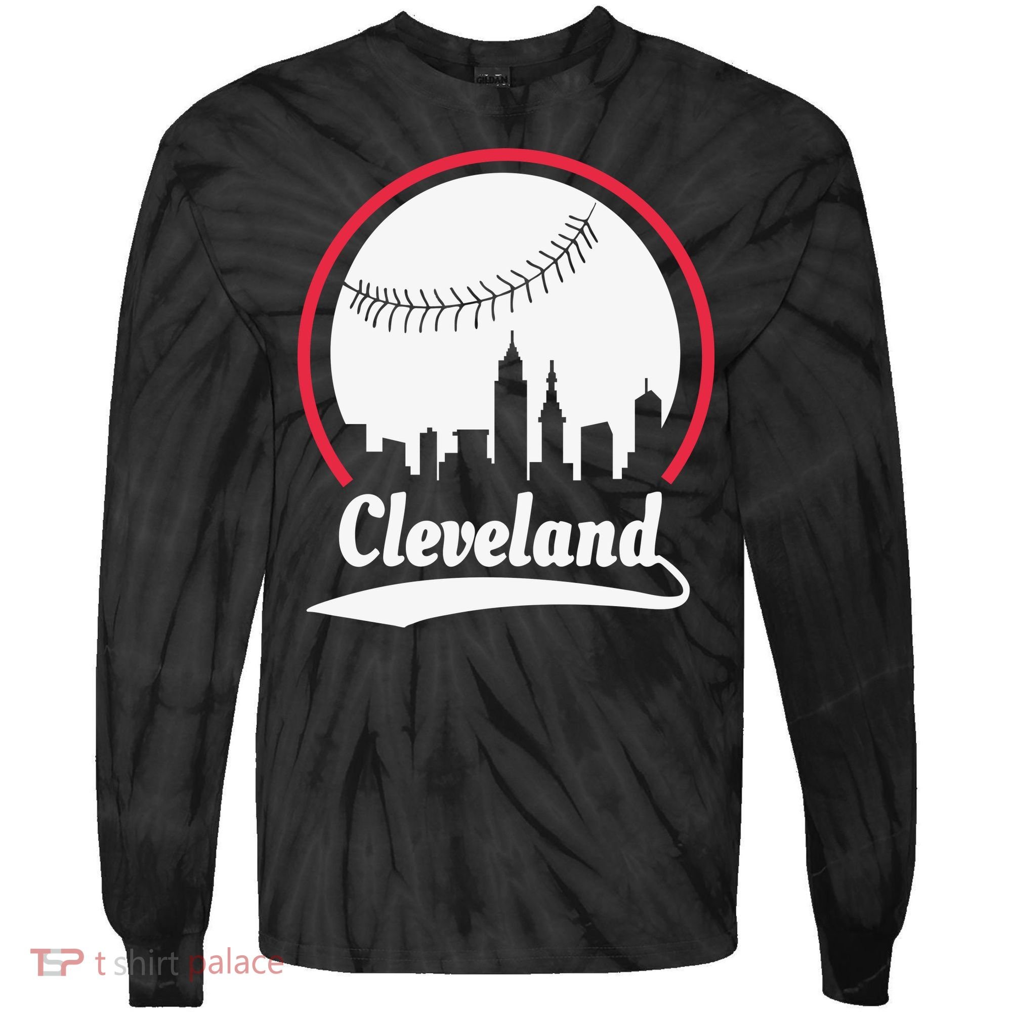 Cleveland Skyline Baseball Tie-Dye Long Sleeve Shirt