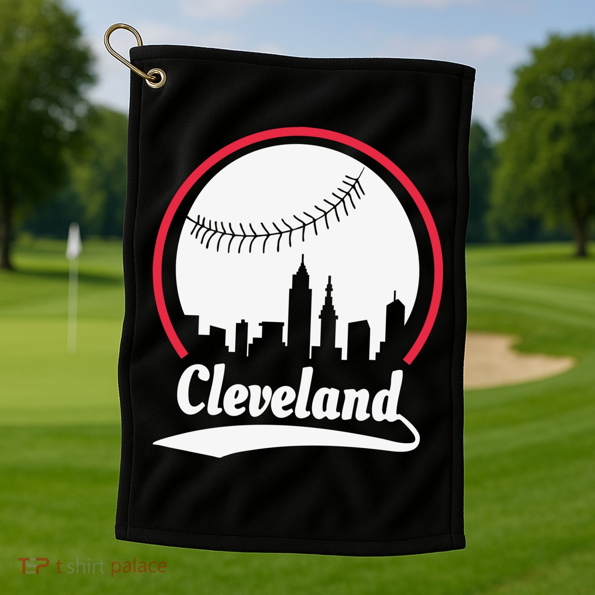 Cleveland Skyline Baseball Golf Towel