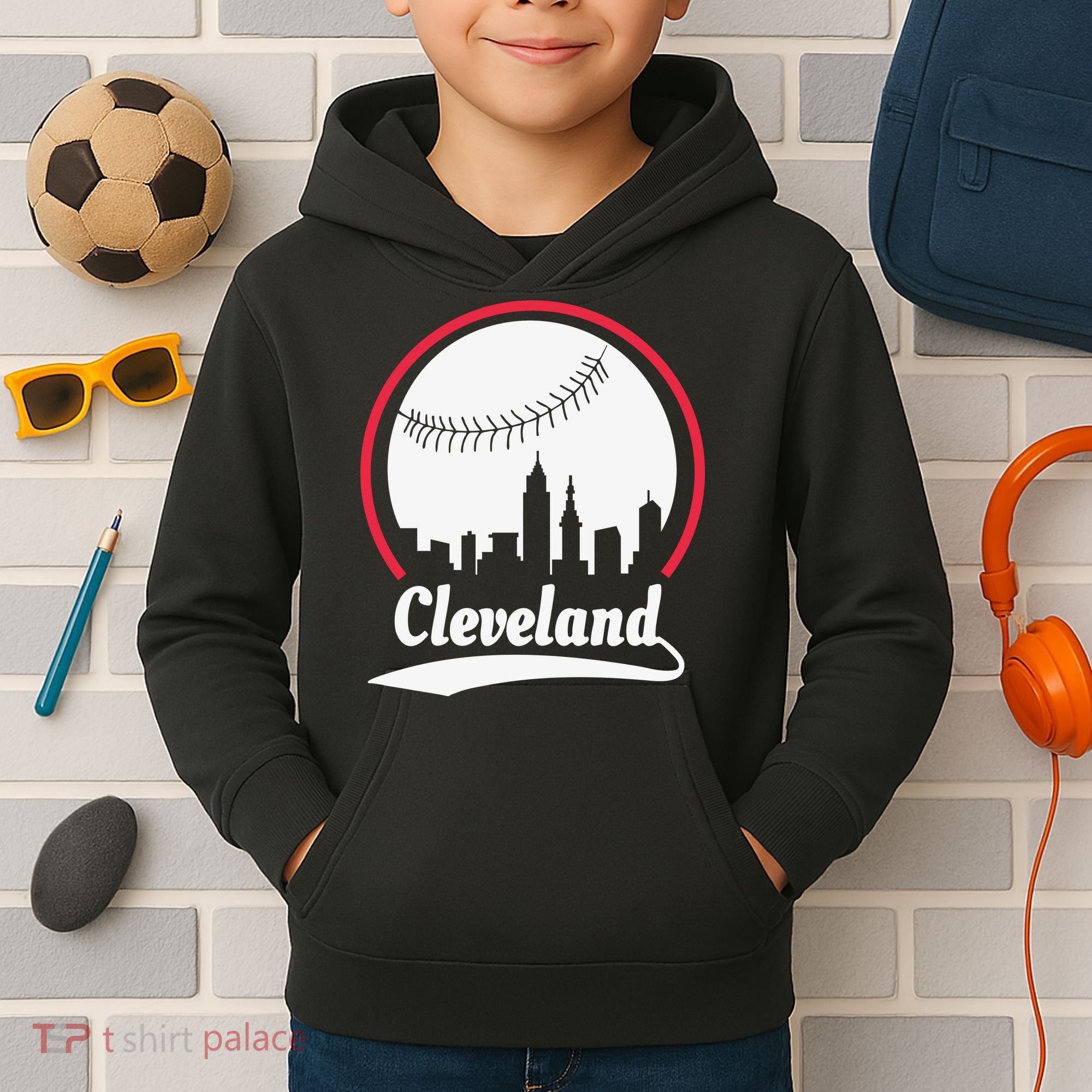 Cleveland Skyline Baseball Kids Hoodie