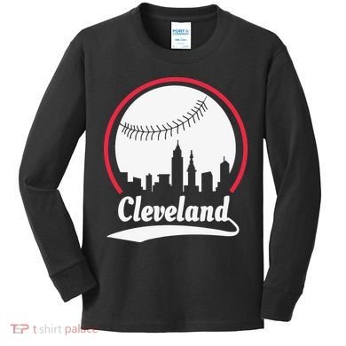 Cleveland Skyline Baseball Kids Long Sleeve Shirt