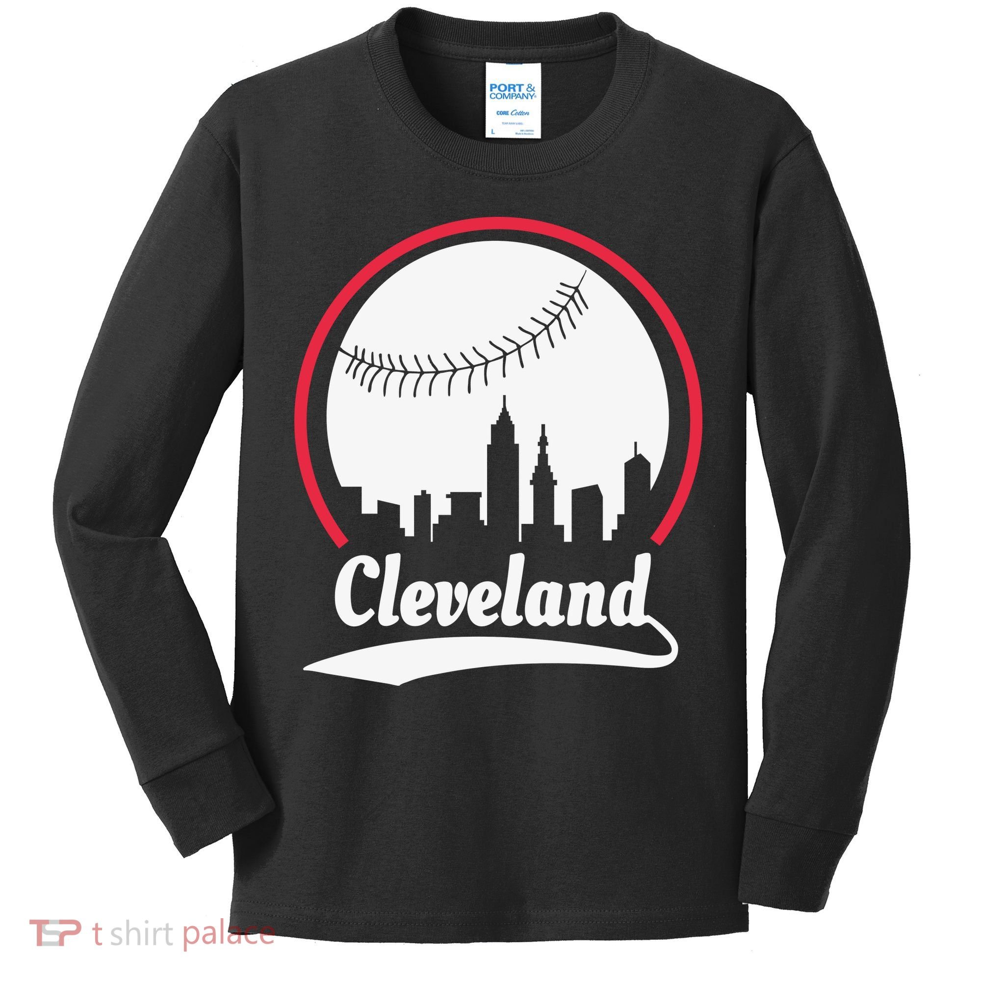 Cleveland Skyline Baseball Kids Long Sleeve Shirt