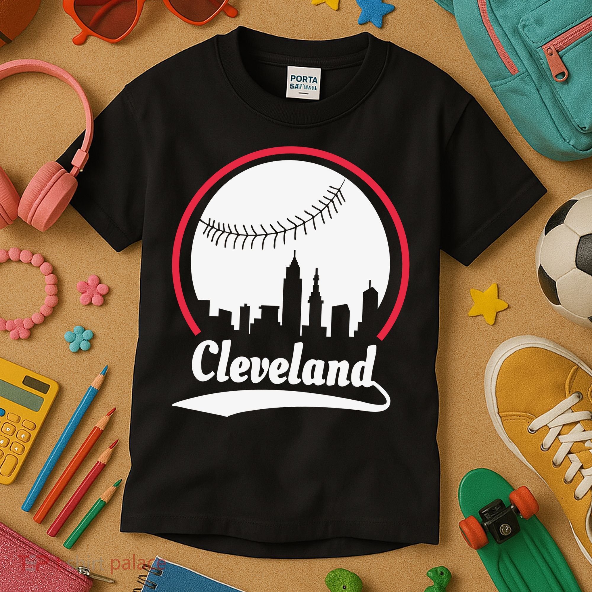 Cleveland Skyline Baseball Kids T-Shirt