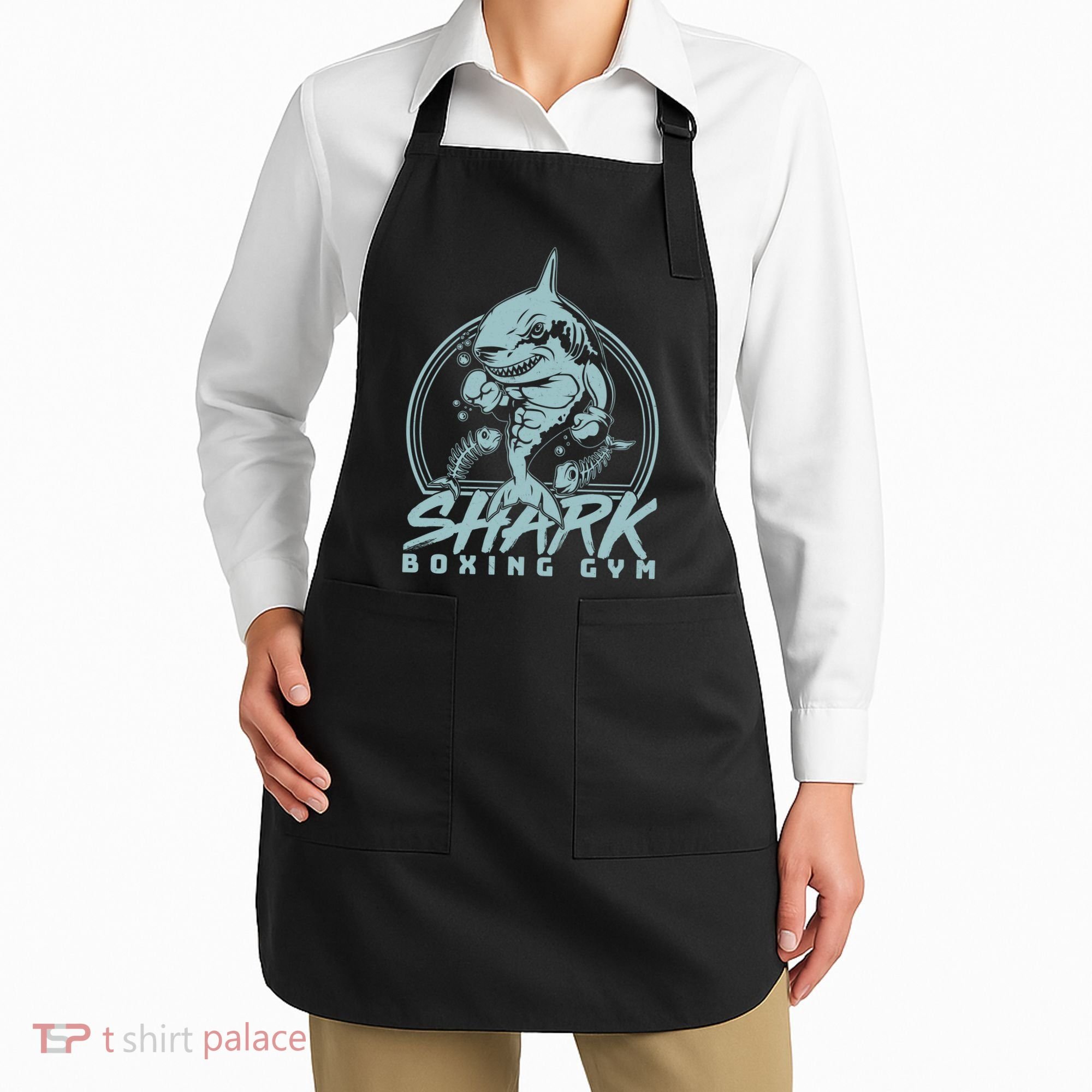 Cool Shark Boxing Gym Logo Apron