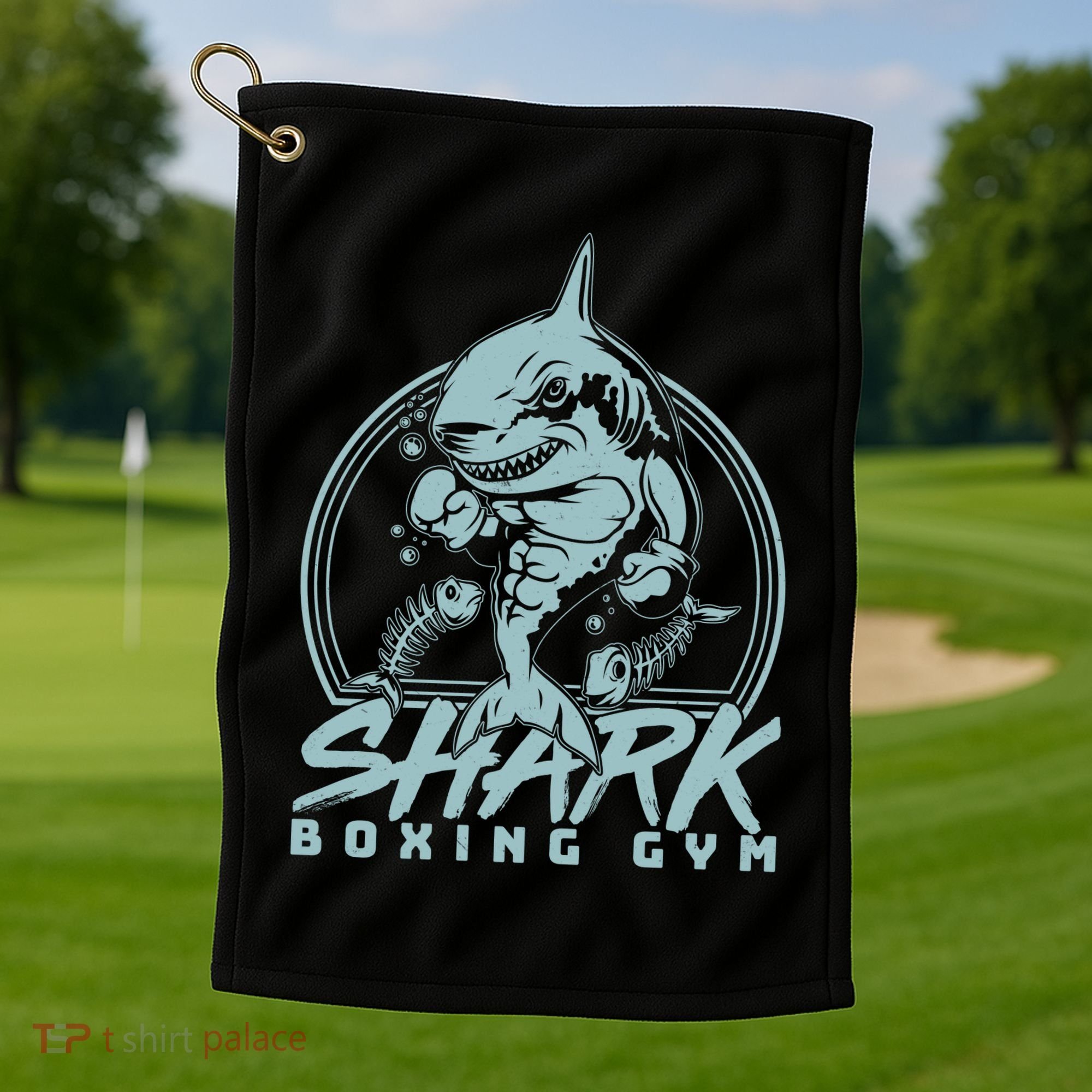 Cool Shark Boxing Gym Logo Golf Towel