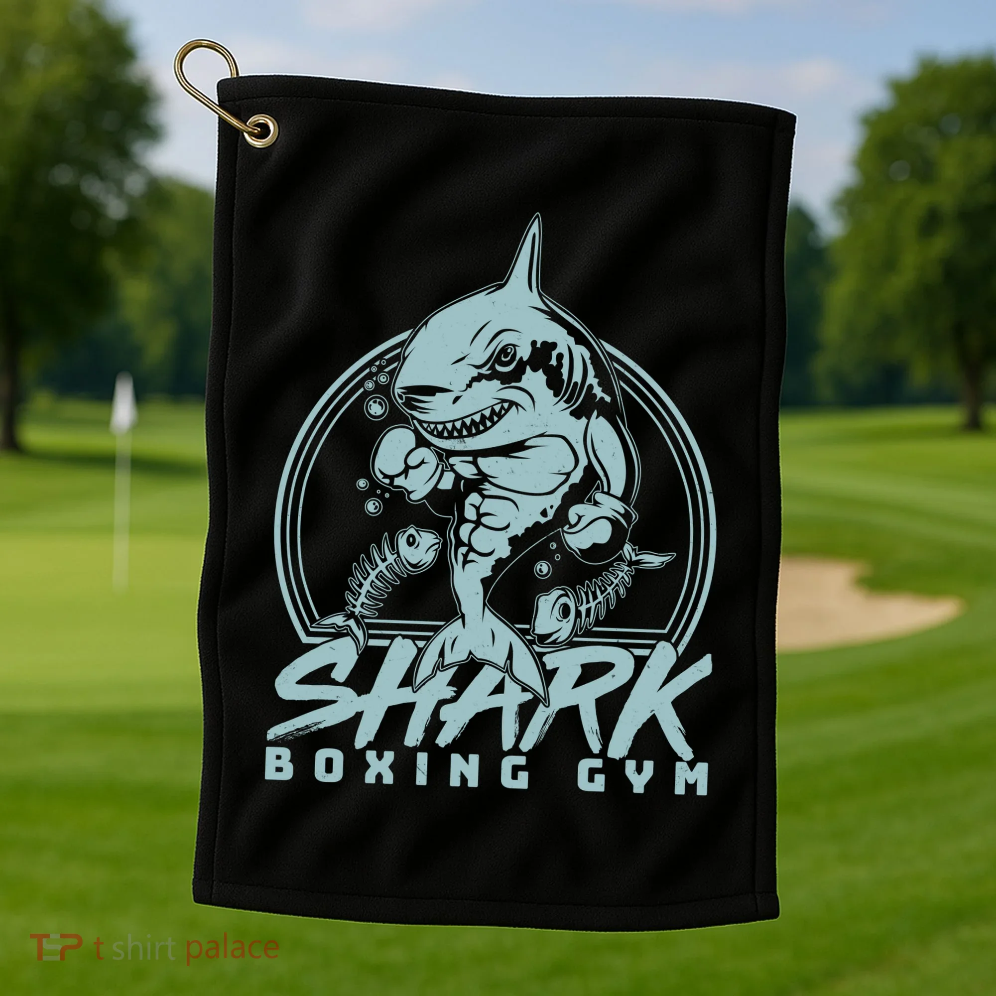 Cool Shark Boxing Gym Logo Golf Towel