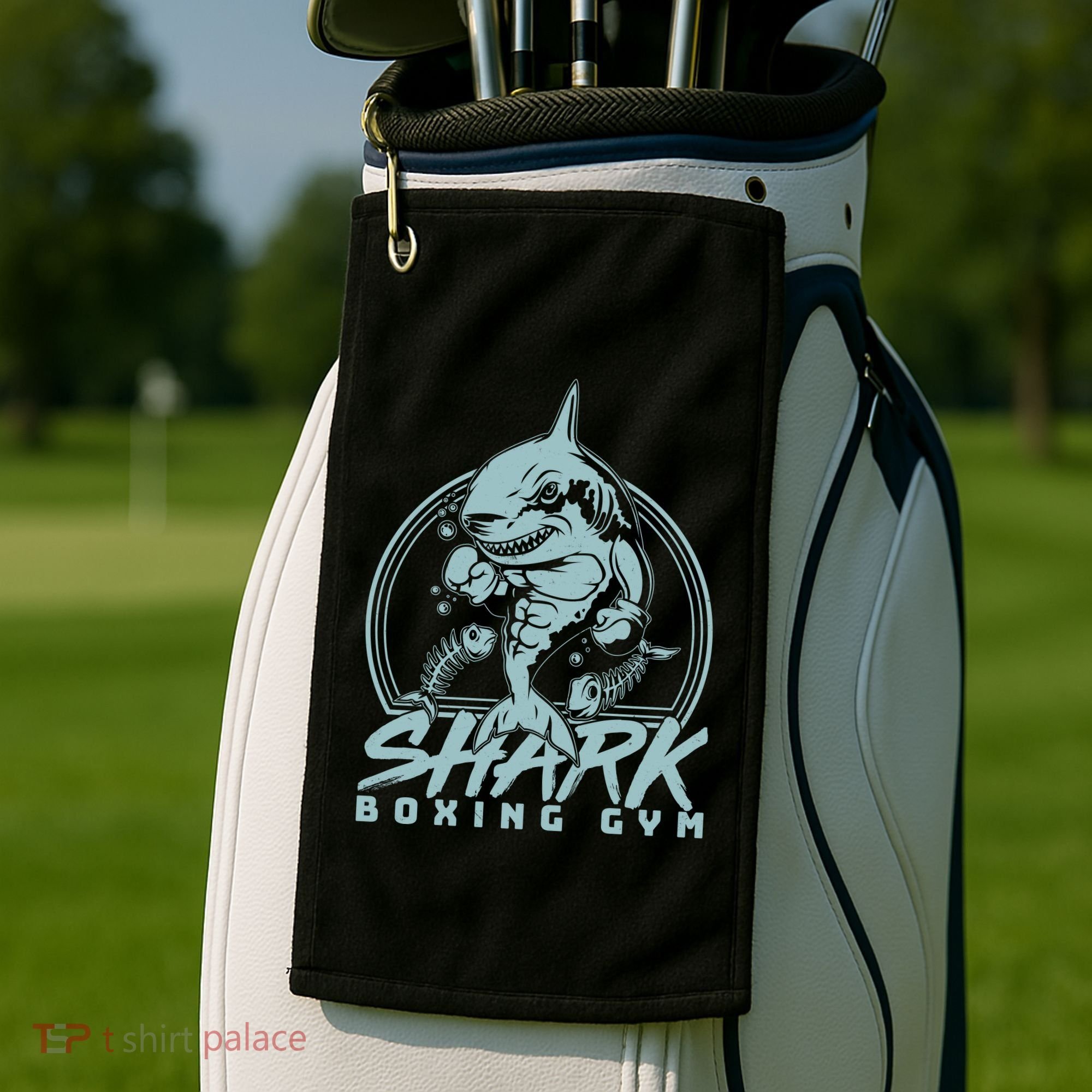 Cool Shark Boxing Gym Logo Golf Towel