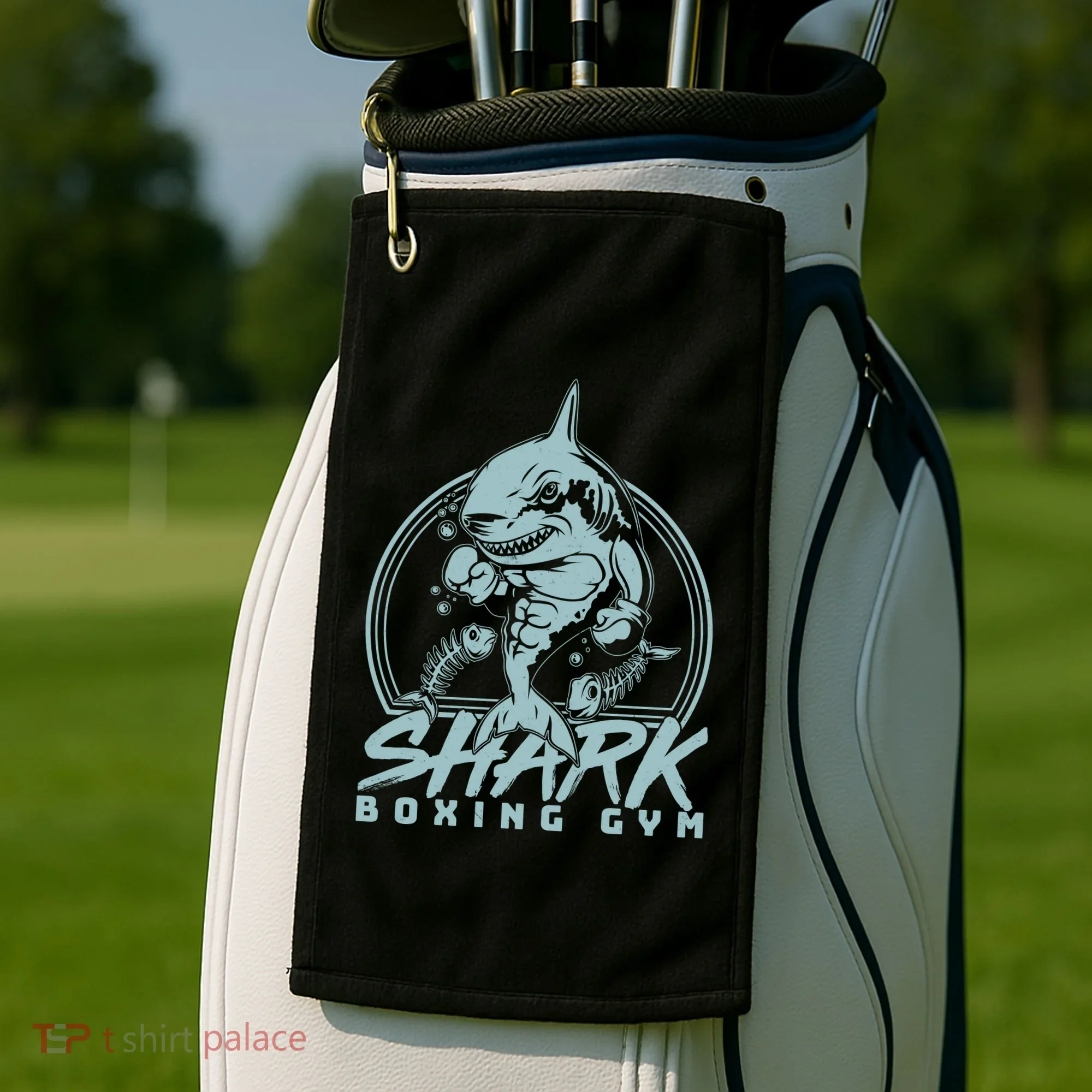 Cool Shark Boxing Gym Logo Golf Towel