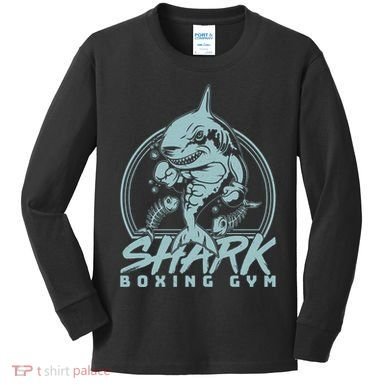 Cool Shark Boxing Gym Logo Kids Long Sleeve Shirt