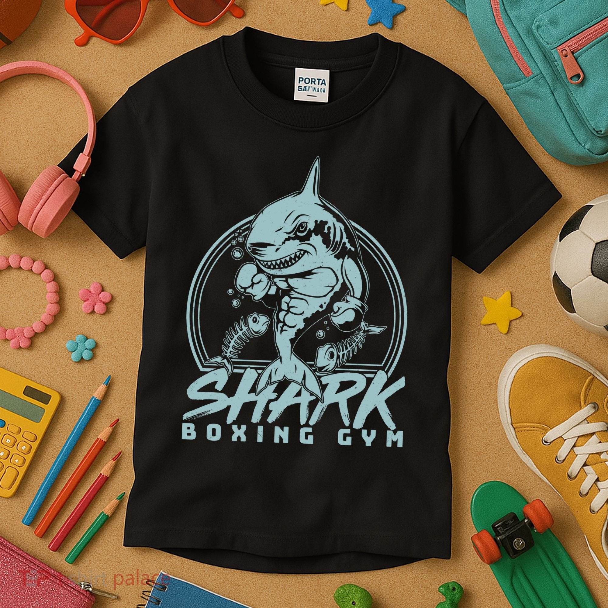 Cool Shark Boxing Gym Logo Kids T-Shirt