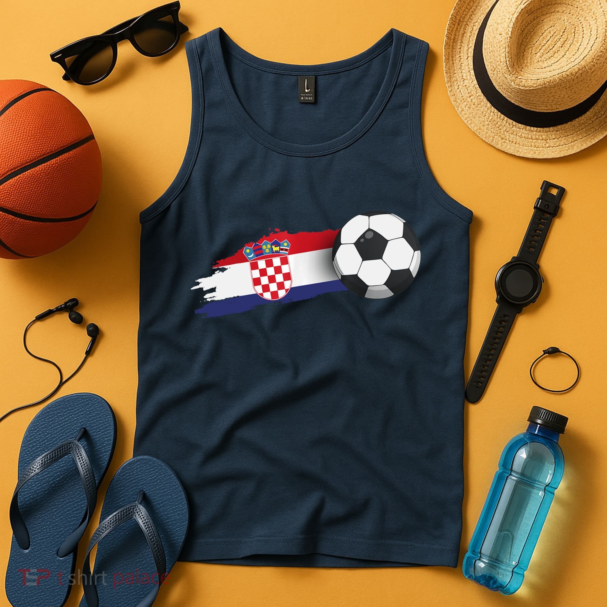 Croatia Soccer Ball Tank Top