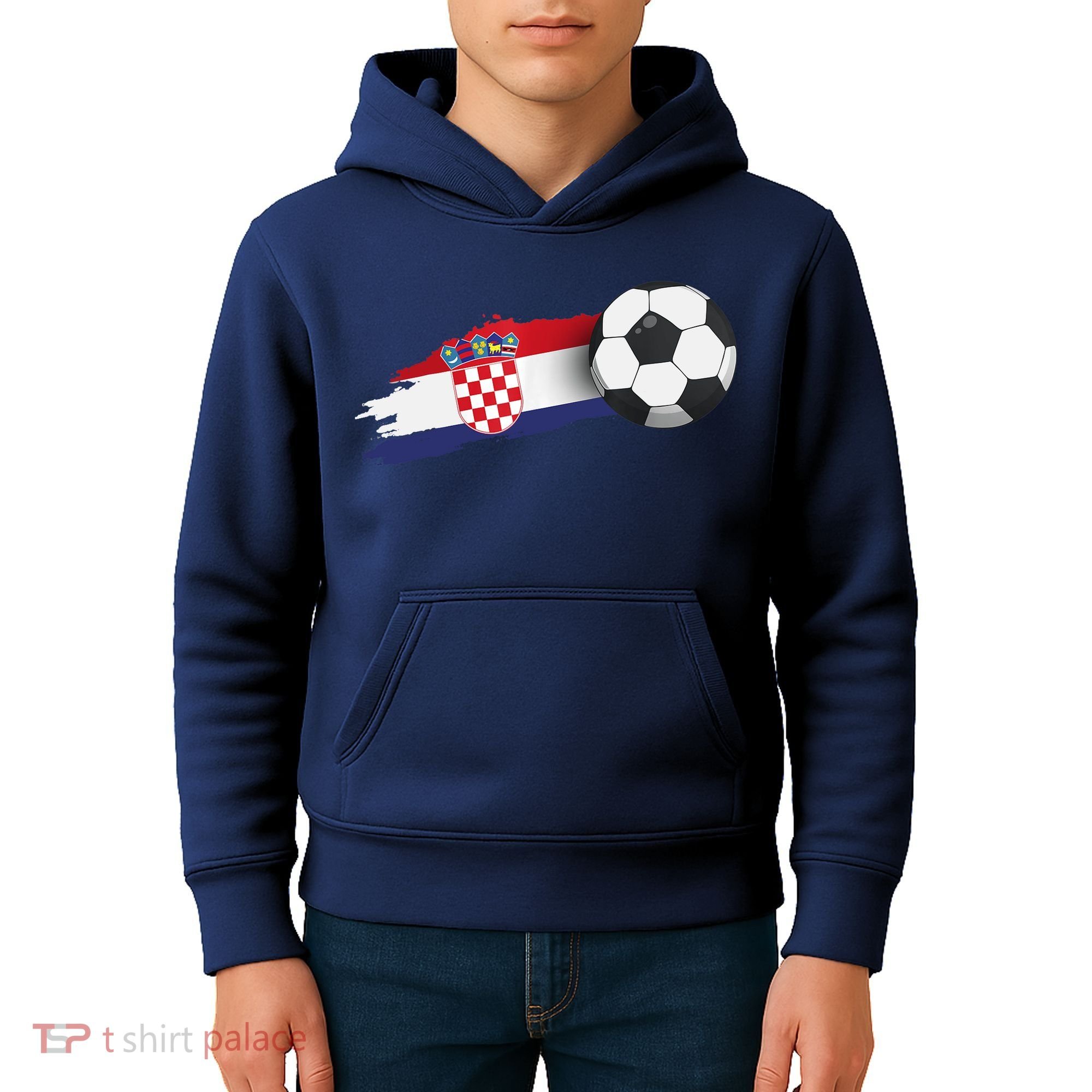 Croatia Soccer Ball Kids Hoodie