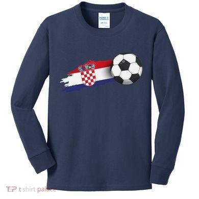 Croatia Soccer Ball Kids Long Sleeve Shirt