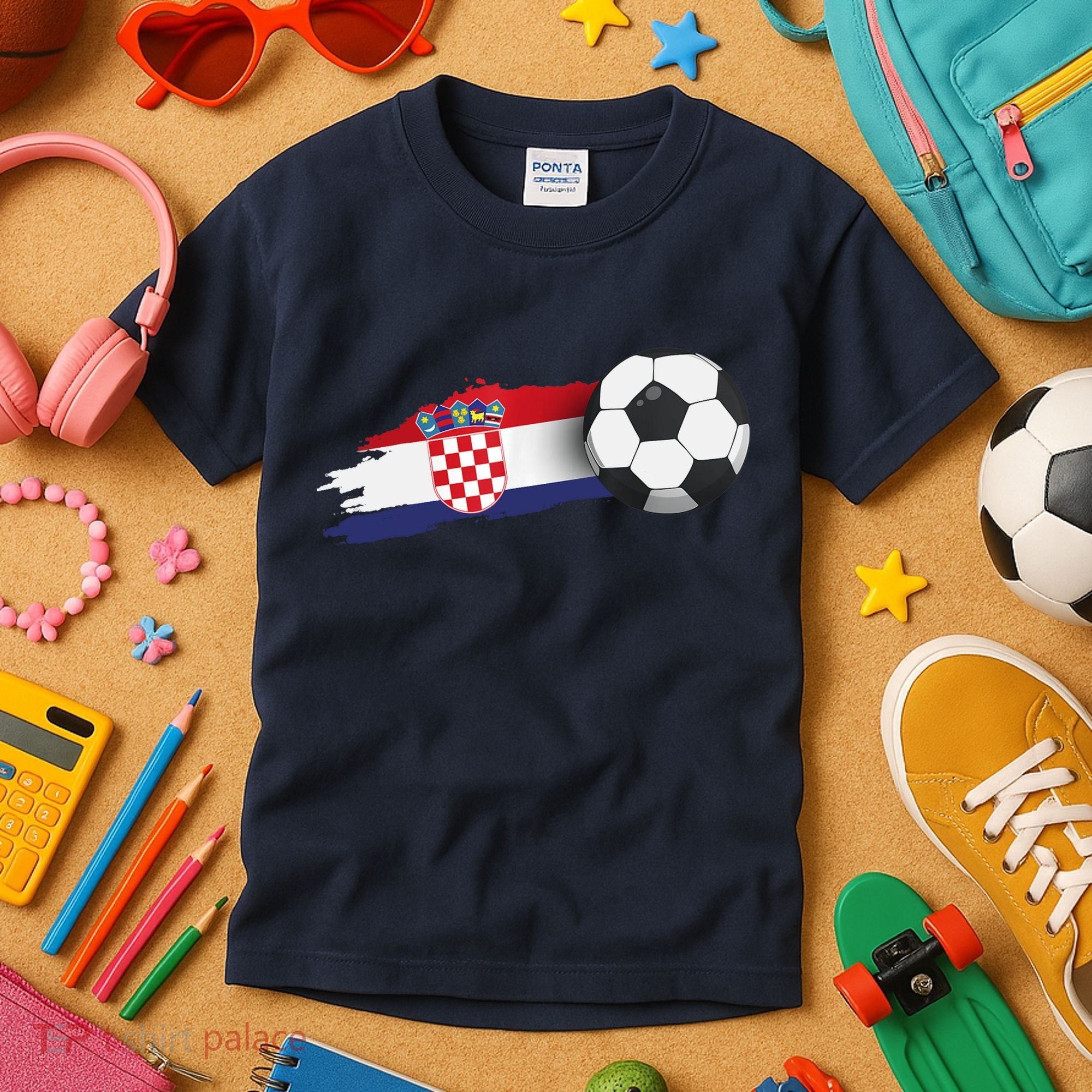 Croatia Soccer Ball Kids T-Shirt