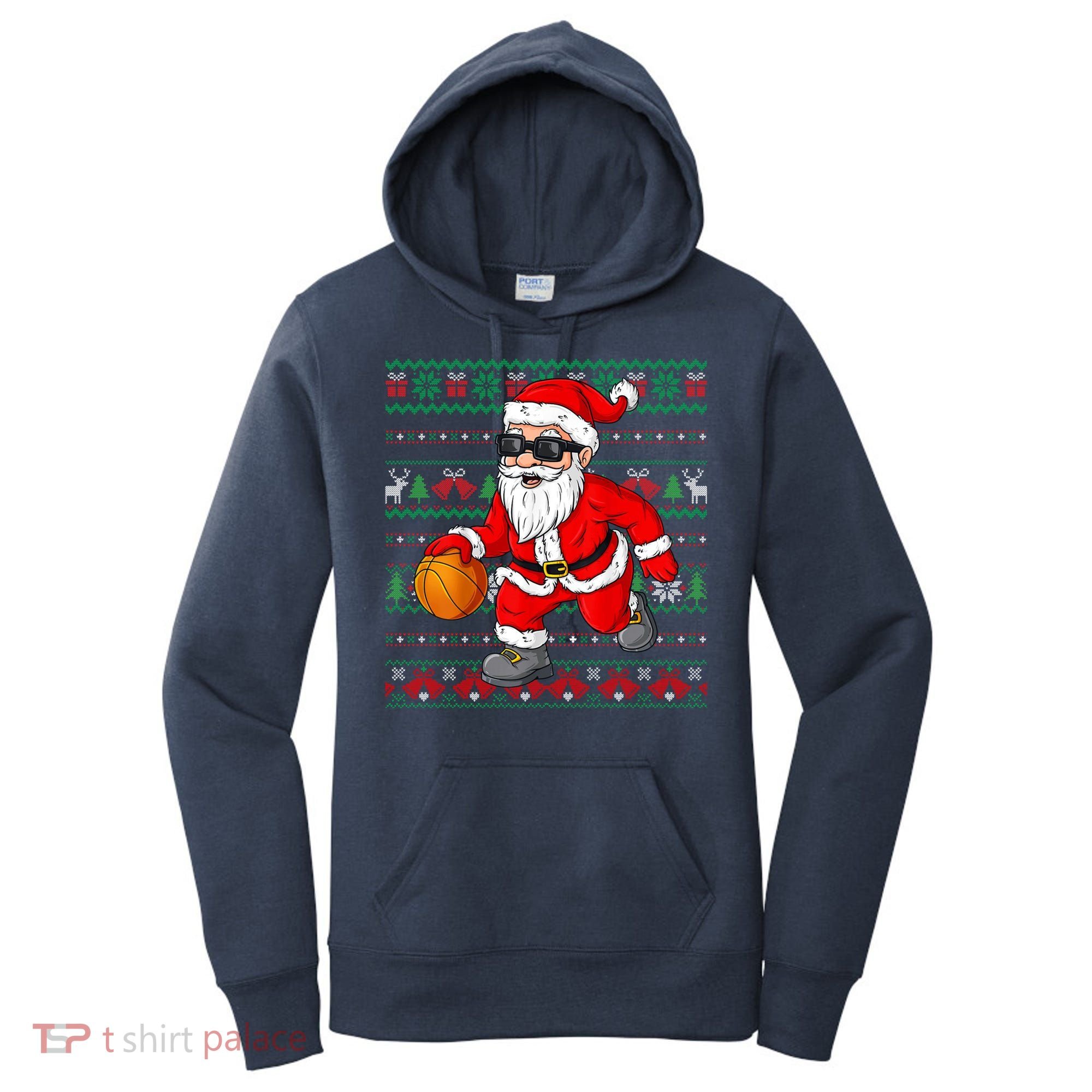 Christmas Santa Basketball Funny Sport Lover Ugly Xmas Women's Hoodie