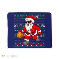 Christmas Santa Basketball Funny Sport Lover Ugly Xmas Mousepad thumb 0