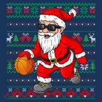 Christmas Santa Basketball Funny Sport Lover Ugly Xmas Mousepad thumb 1