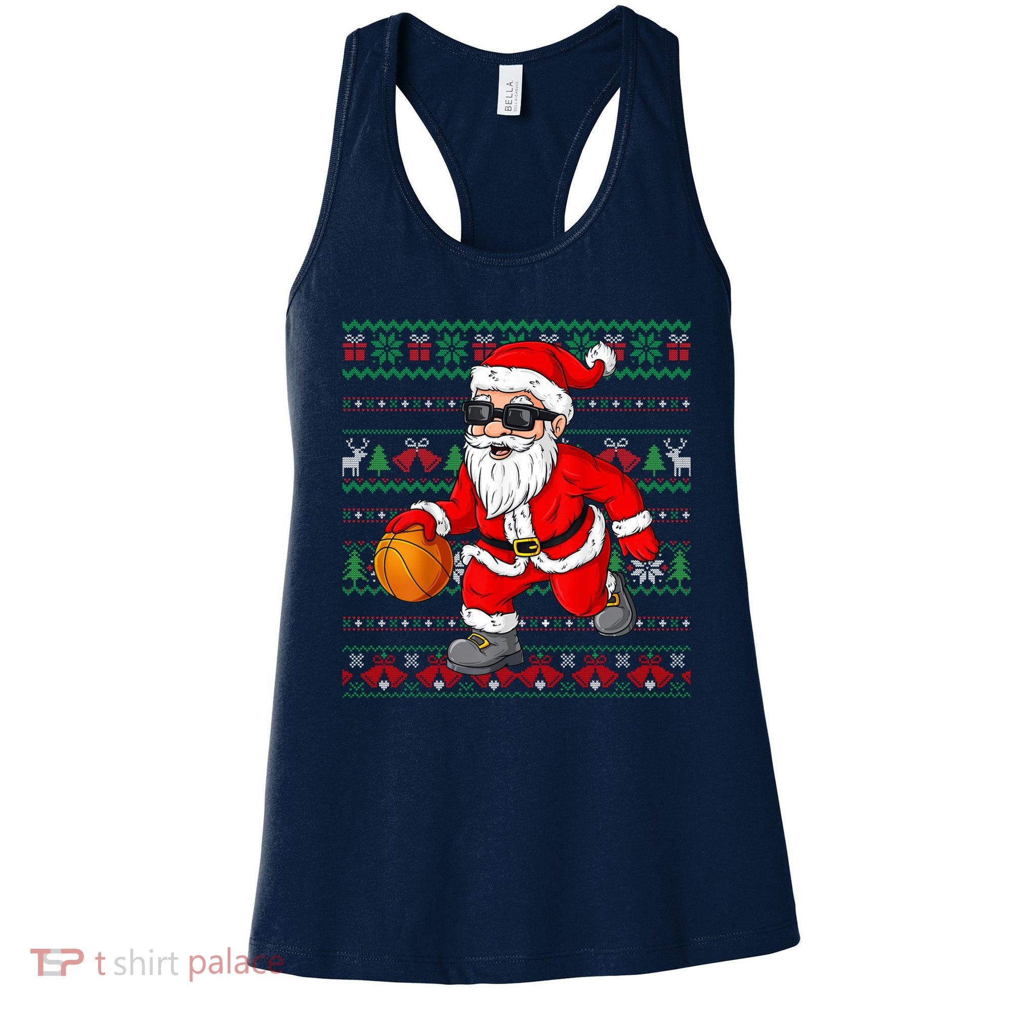 Christmas Santa Basketball Funny Sport Lover Ugly Xmas Women's Tank Top