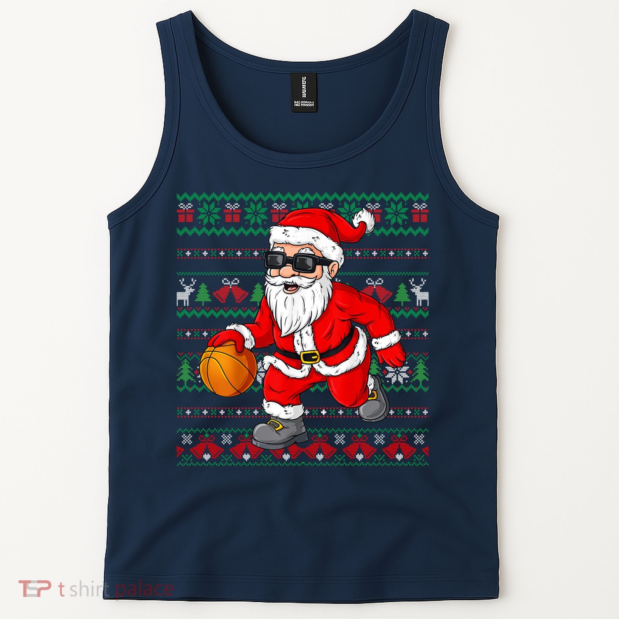 Christmas Santa Basketball Funny Sport Lover Ugly Xmas Tank Top