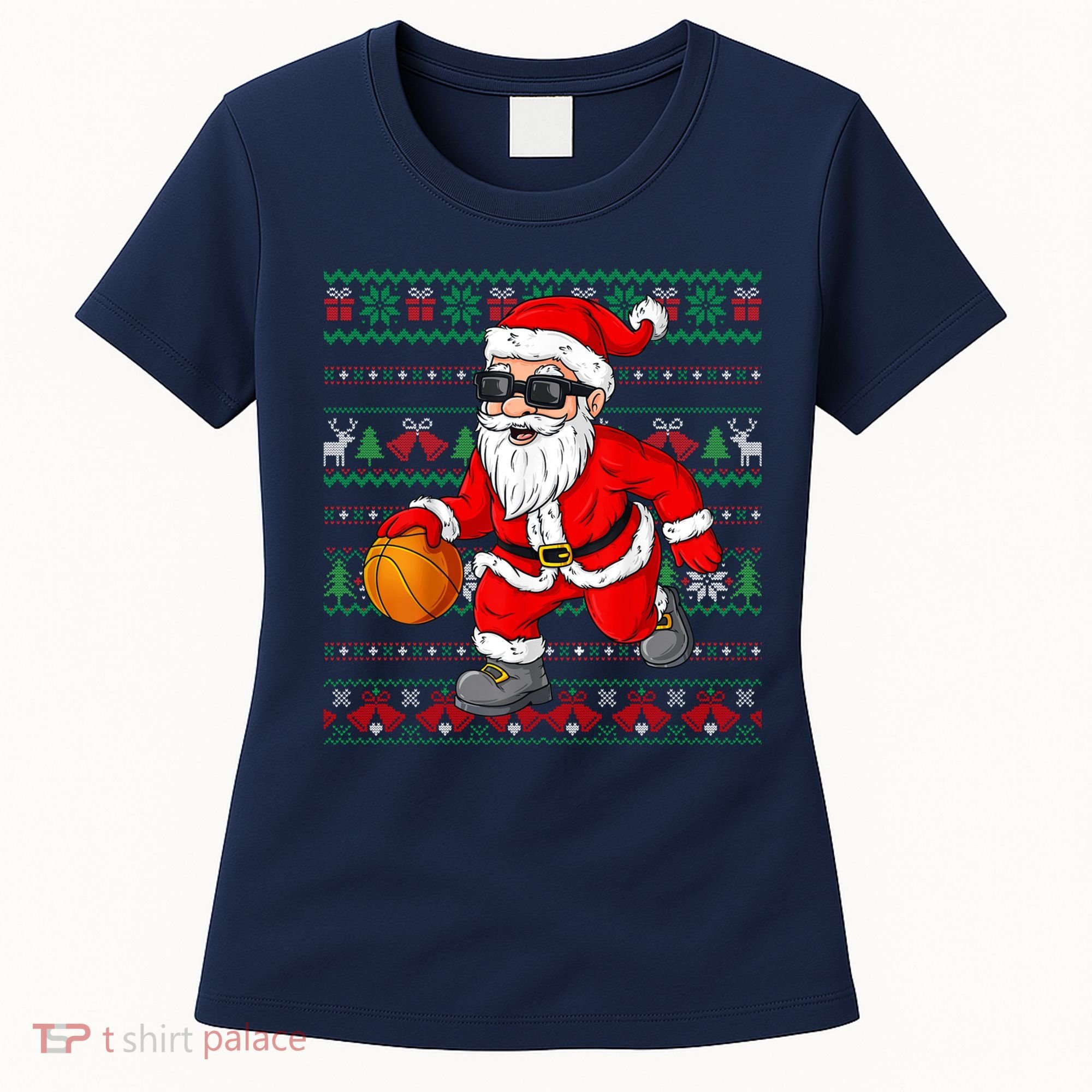 Christmas Santa Basketball Funny Sport Lover Ugly Xmas Women's T-Shirt