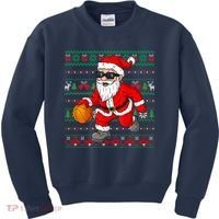 Christmas Santa Basketball Funny Sport Lover Ugly Xmas Kids Sweatshirt thumb 0