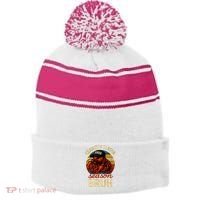 Crawfish Season Bruh Crawfish Seafood Festival Retro Sunset  Stripe Pom Pom Beanie thumb 0
