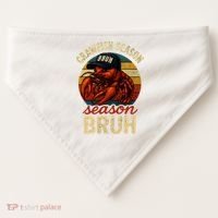 Crawfish Season Bruh Crawfish Seafood Festival Retro Sunset  USA-Made Doggie Bandana thumb 0