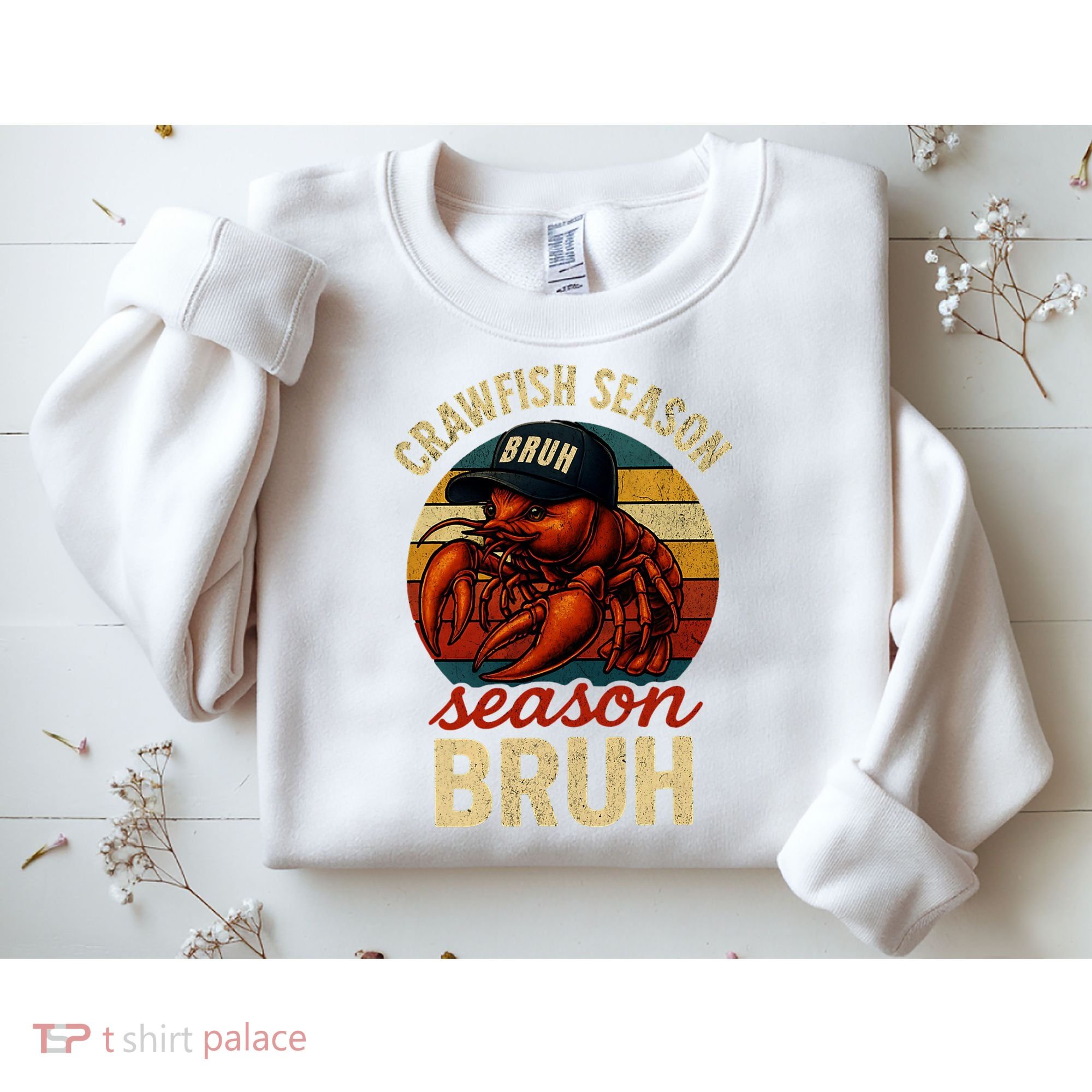 Crawfish Season Bruh Crawfish Seafood Festival Retro Sunset  Sweatshirt