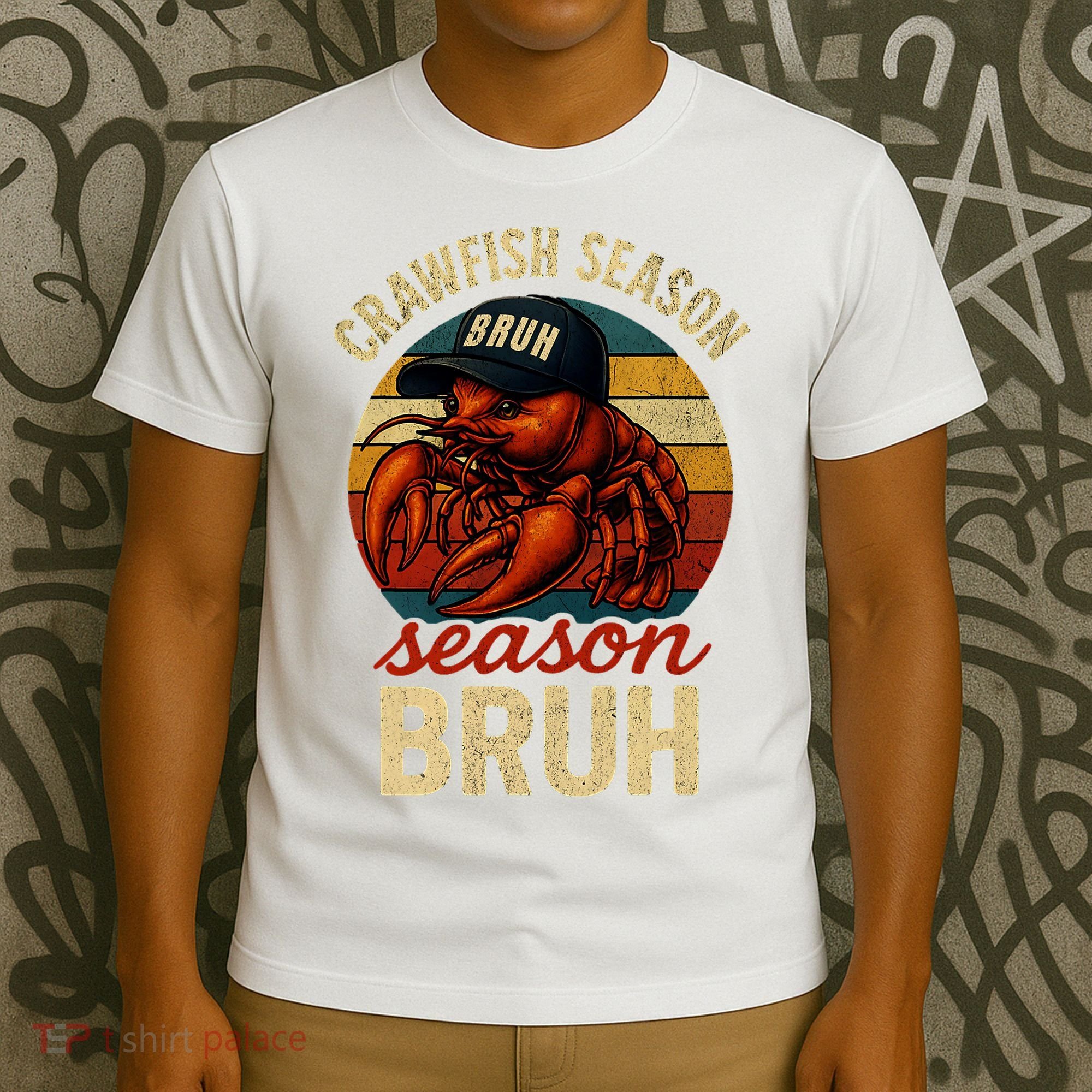 Crawfish Season Bruh Crawfish Seafood Festival Retro Sunset  T-Shirt