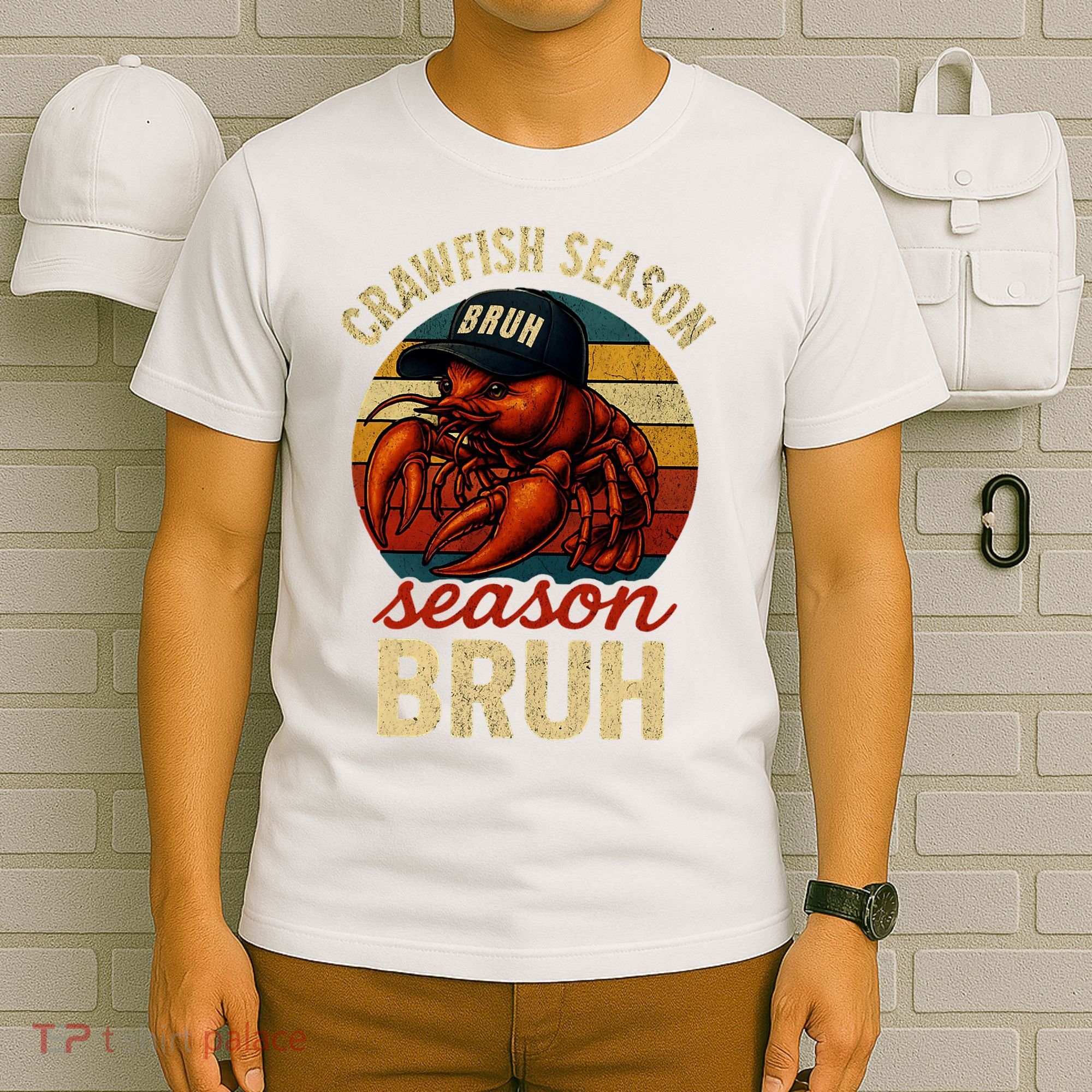 Crawfish Season Bruh Crawfish Seafood Festival Retro Sunset  T-Shirt