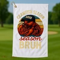 Crawfish Season Bruh Crawfish Seafood Festival Retro Sunset  Golf Towel thumb 1