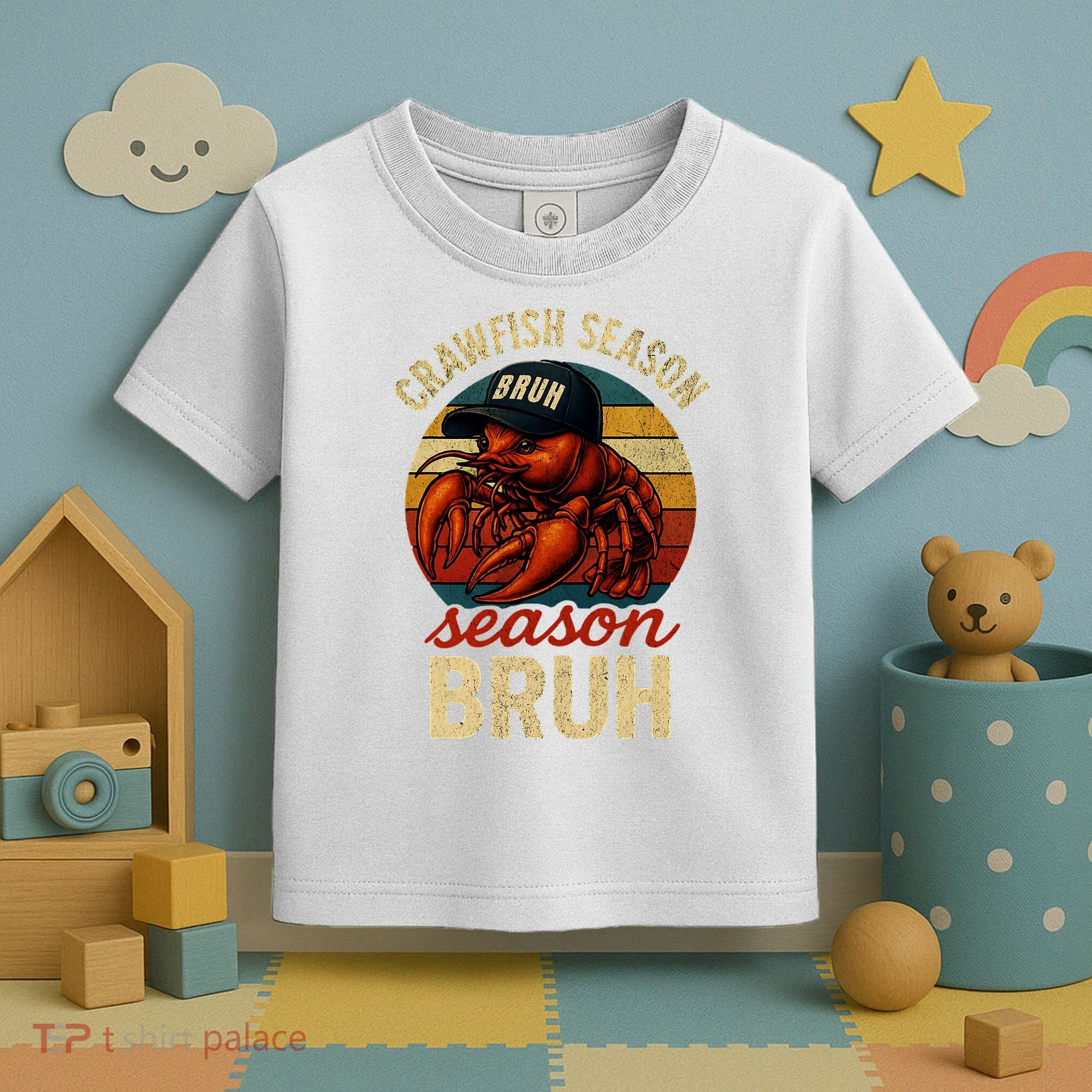 Crawfish Season Bruh Crawfish Seafood Festival Retro Sunset  Toddler T-Shirt